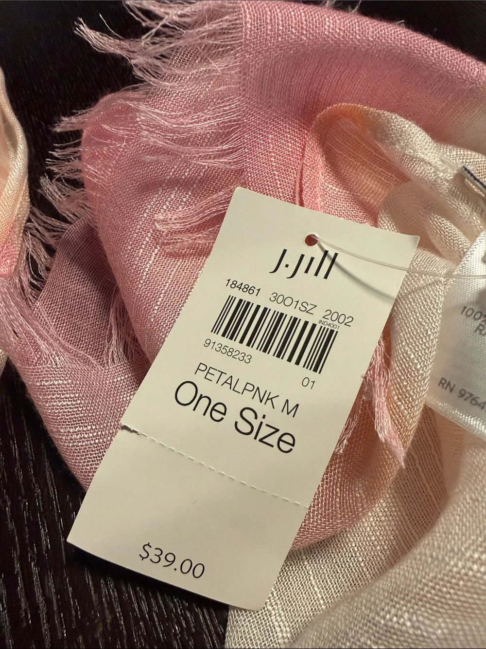 J.Jill Pure Jill Light Pink and Cream Women's Lightweight Scarf